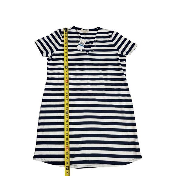 Michael Kors Dress XL V-Neck Blue White Striped Casual Summer Style NWT - Picture 2 of 4